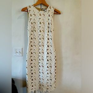 Alice + Olivia Clyde Floral Faux Leather Midi l OFF WHITE l NEVER WORN l NEW